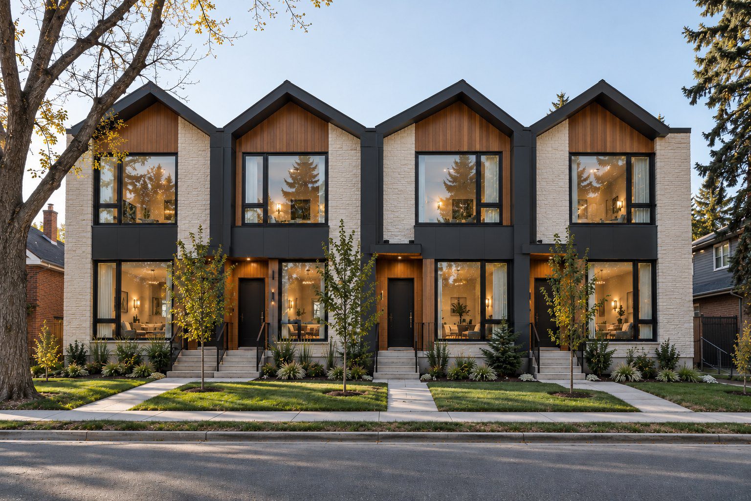 Modern rowhouse built by Genex Builders in Calgary